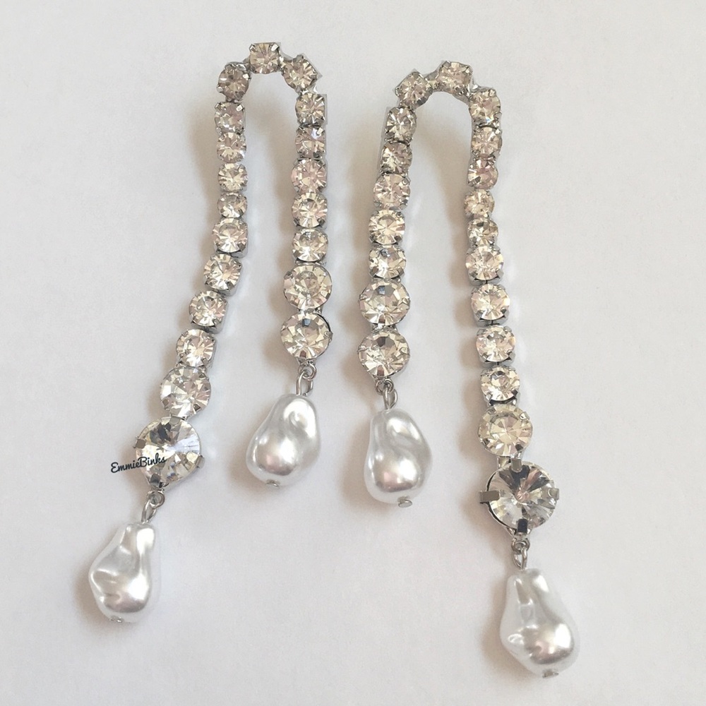 New Zara Rhinestone Crystal Drop Statement Earrings - Picture 5 of 16